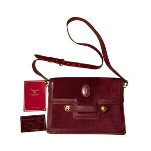 Luxurious Cartier Wine Red Crossbody Bag With Cartier Merchandise Bag